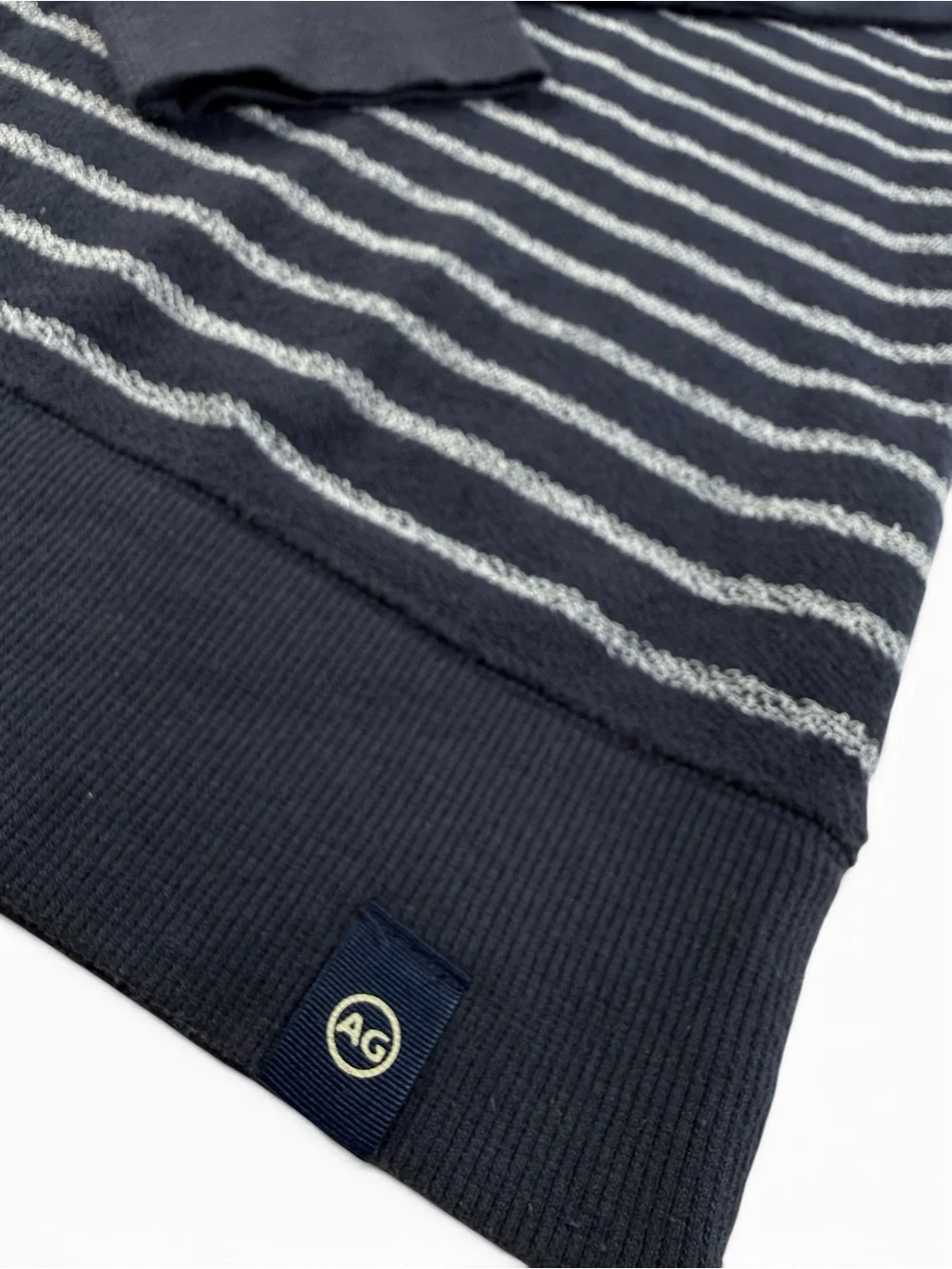 AG Adriano Goldschmied Striped Raglan Crewneck Sweater Navy Men’s Medium